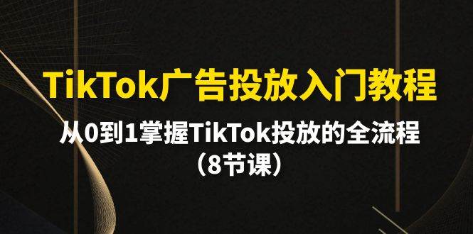 TikTok广告投放入门教程，从0到1掌握TikTok投放的全流程（8节课）插图